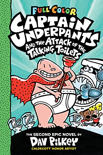 Captain Underpants and the Attack of the Talking Toilets by Dav Pilkey is one of the best books for tweens. Check out all the Captain Underpants books in order in this epic book list from We Read Tween Books.