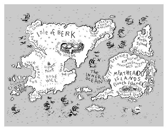 Map of Berk, the land in the How to Train Your Dragon book series.