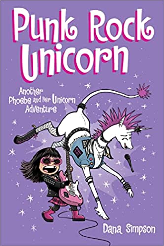 Punk Rock Unicorn is part of the Phoebe and Her Unicorn series by Dana Simpson. Check out the epic book list of all the Phoebe and Her Unicorn books in order on We Read Tween Books.