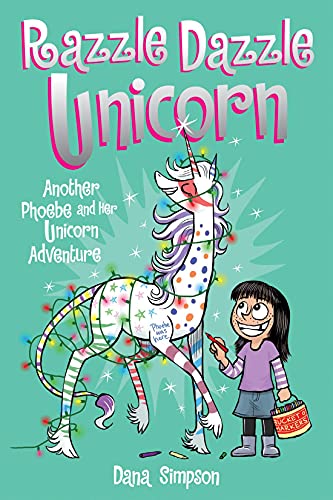Razzle Dazzle is part of the Phoebe and Her Unicorn series by Dana Simpson. Check out the epic book list of all the Phoebe and Her Unicorn books in order on We Read Tween Books.