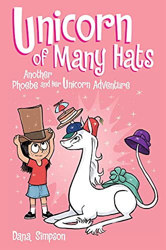 Unicorn of Many Hats is part of the Phoebe and Her Unicorn series by Dana Simpson. Check out the epic book list of all the Phoebe and Her Unicorn books in order on We Read Tween Books.