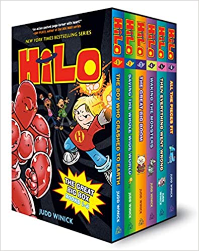 Hilo the Great Big Box is part of the Hilo graphic novel series. Check out the entire book list of Hilo books on the book blog, We Read Tween Books.