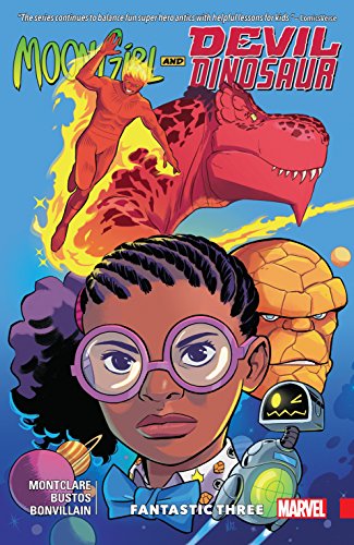 Moon Girl and Devil Dinosaur  Vol. 5 Fantastic Three is a book in the Moon Girl and Devil Dinosaur series. Check out all of the Moon Girl and Devil Dinosaur books in the complete guide from book bloggers, We Read Tween Books.