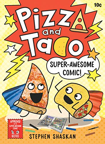 Pizza and Taco Super Awesome Comic is book three in the Taco and Pizza series. Check out the entire list of Pizza and Taco books in order from We Read Tween Books to learn more about this graphic novel series.